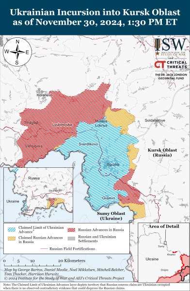 Mappa delle operazioni militari per il 1° dicembre 2024 - situazione al fronte