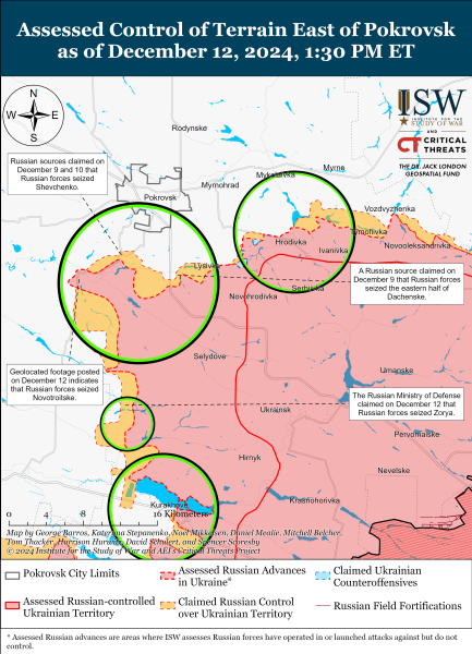 Mappa delle operazioni militari per il 13 dicembre 2024 - situazione al fronte