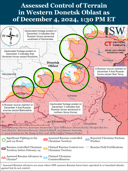 Mappa delle operazioni militari al 5 dicembre 2024 - situazione al fronte