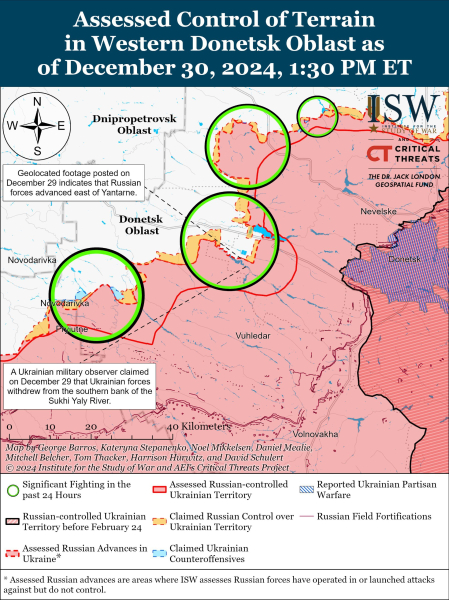 Mappa delle operazioni militari al 31 dicembre 2024 — situazione al fronte