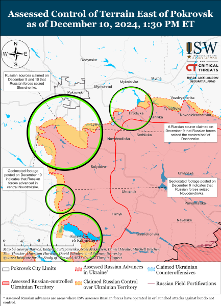 Mappa delle operazioni militari dell'11 dicembre 2024 - situazione al fronte