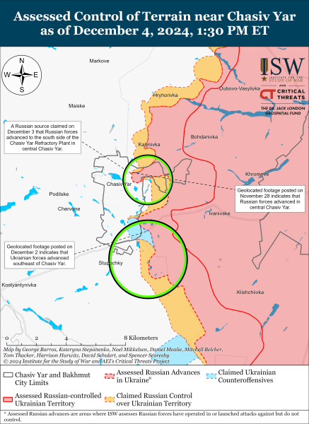 Mappa delle operazioni militari del 5 dicembre 2024 - situazione al fronte