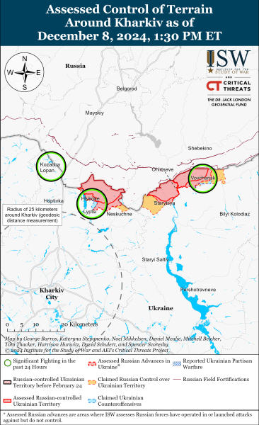 Mappa delle operazioni militari del 9 dicembre 2024 - situazione al fronte