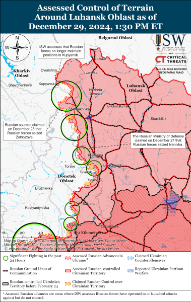 Mappa delle operazioni militari al 30 dicembre 2024 - situazione al fronte