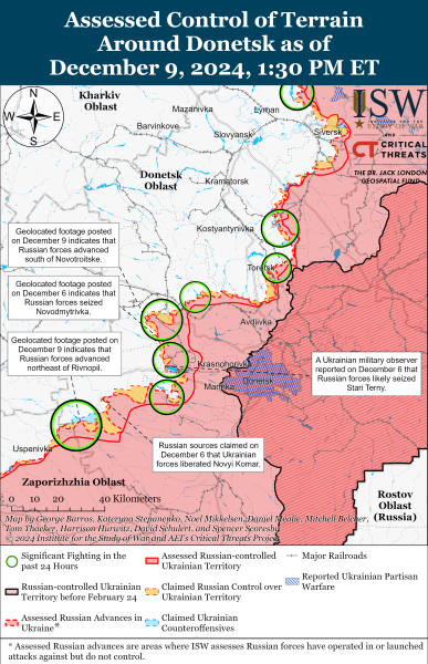 Mappa delle operazioni militari al 10 dicembre 2024 - situazione al fronte 