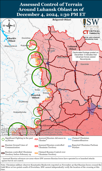 Mappa delle operazioni militari al 5 dicembre 2024 - situazione al fronte