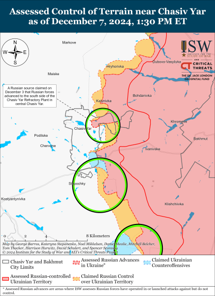 Mappa delle operazioni militari dell'8 dicembre 2024 - situazione al fronte