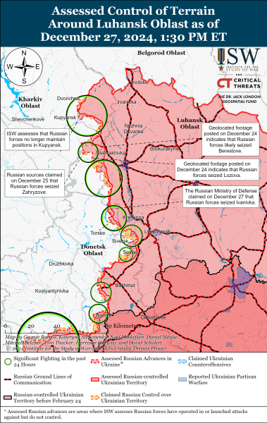 Mappa delle operazioni militari del 28 dicembre 2024 - situazione al fronte