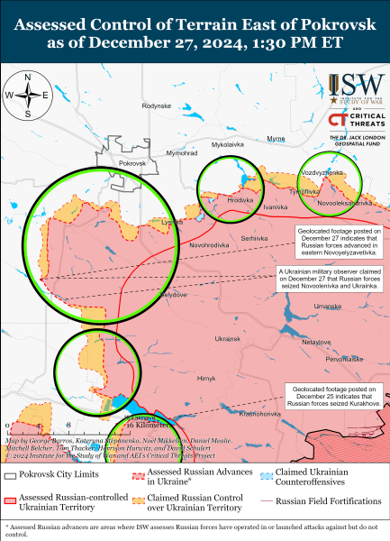 Mappa delle operazioni militari al 28 dicembre 2024 - situazione al fronte