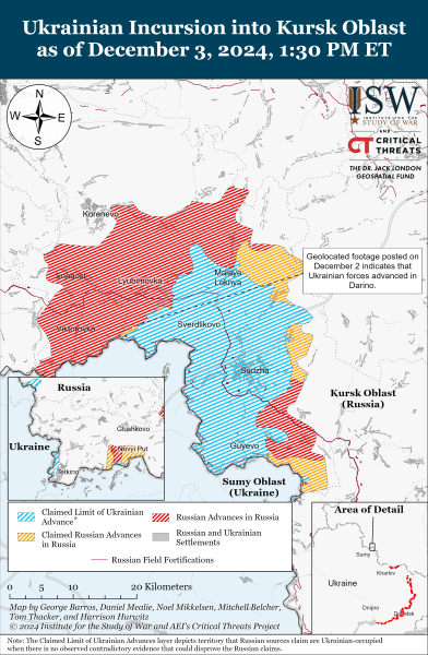 Mappa delle operazioni militari del 4 dicembre 2024 - la situazione al fronte