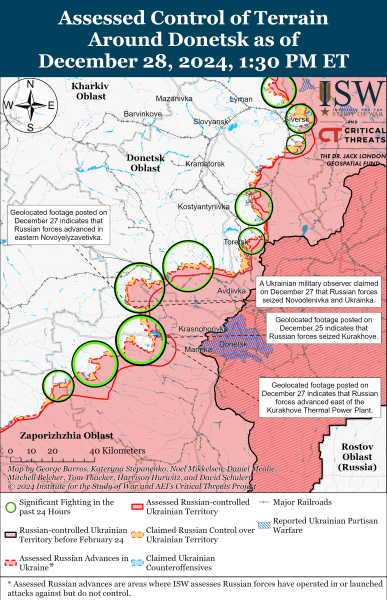 Mappa delle operazioni militari al 29 dicembre 2024 - situazione al fronte