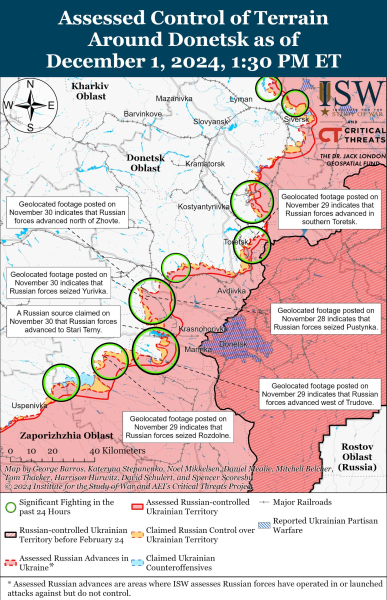 Mappa delle operazioni militari al 2 dicembre 2024 — situazione al fronte