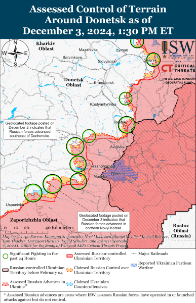 Mappa delle operazioni militari del 4 dicembre 2024 - situazione al fronte