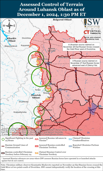 Mappa delle operazioni militari del 2 dicembre 2024 — situazione al fronte