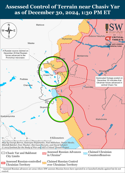 Mappa delle operazioni militari al 31 dicembre 2024 — situazione al fronte