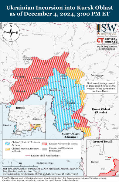 Mappa delle operazioni militari al 5 dicembre 2024 - situazione al fronte