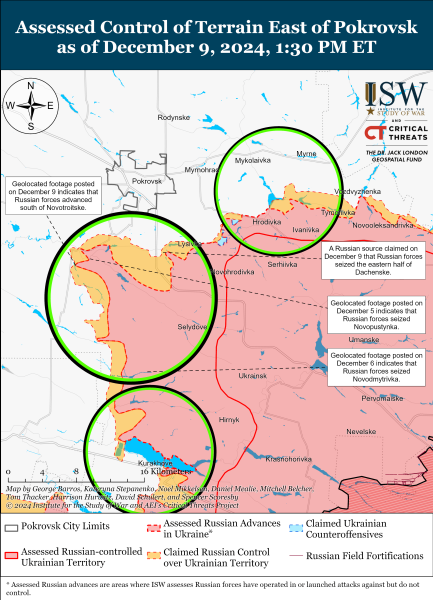 Mappa delle operazioni militari al 10 dicembre 2024 - situazione al fronte