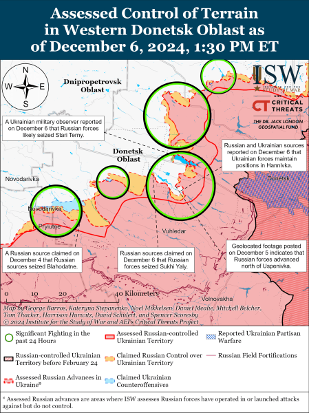 Mappa delle operazioni militari del 7 dicembre 2024 - situazione al fronte