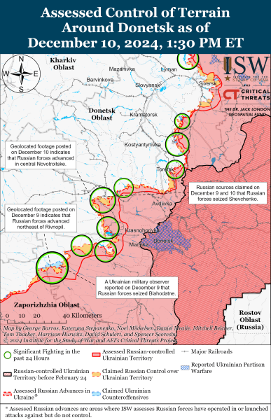 Mappa delle operazioni militari all'11 dicembre 2024 - situazione al fronte