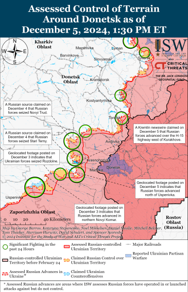 Mappa delle operazioni militari del 6 dicembre 2024 - situazione al fronte