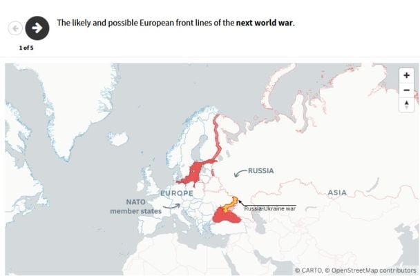 Prima linea di la Terza Guerra Mondiale in Europa: le mappe di Newsweek mostravano i 