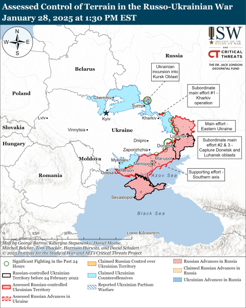 Mappa delle operazioni militari del 29 gennaio 2025 – situazione al fronte