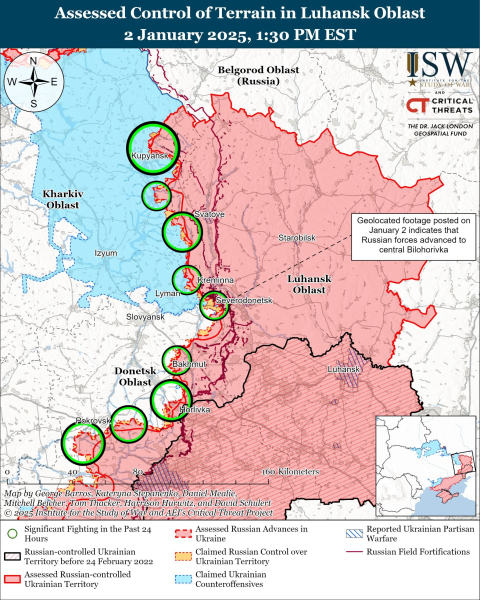 Mappa delle operazioni militari al 3 gennaio 2025 - situazione al fronte