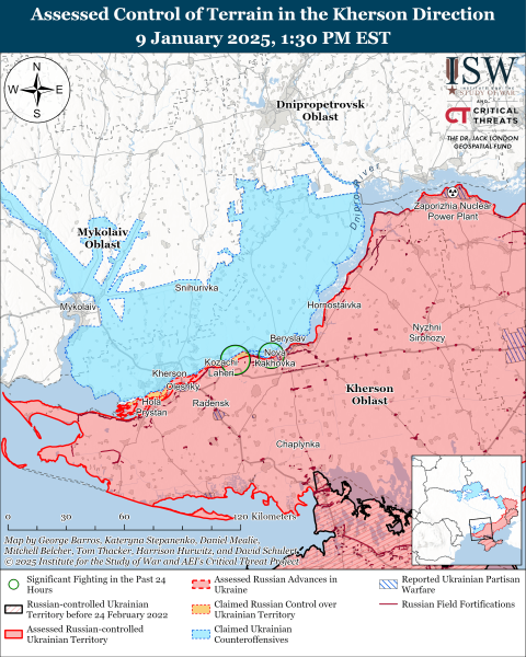 Mappa delle operazioni militari del 10 gennaio 2025 - situazione al fronte