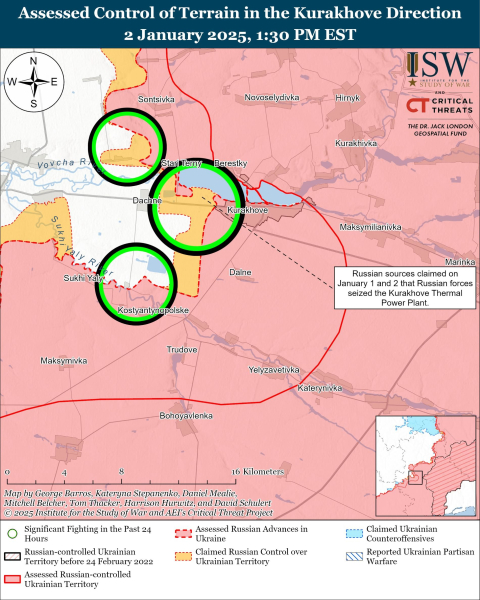 Mappa delle operazioni militari al 3 gennaio 2025 - situazione al fronte