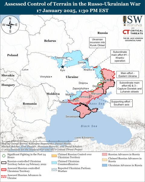 Mappa delle operazioni militari del 18 gennaio 2025 – situazione al fronte