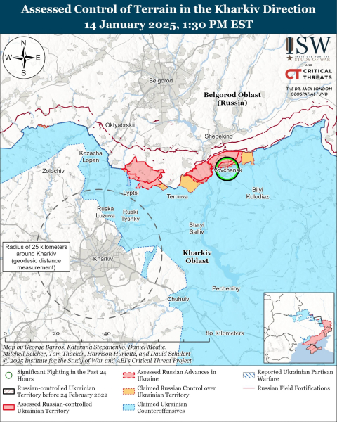 Mappa delle operazioni militari del 15 gennaio 2025 – situazione al fronte