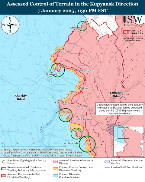 Mappa delle operazioni militari dell'8 gennaio 2025 – situazione al fronte