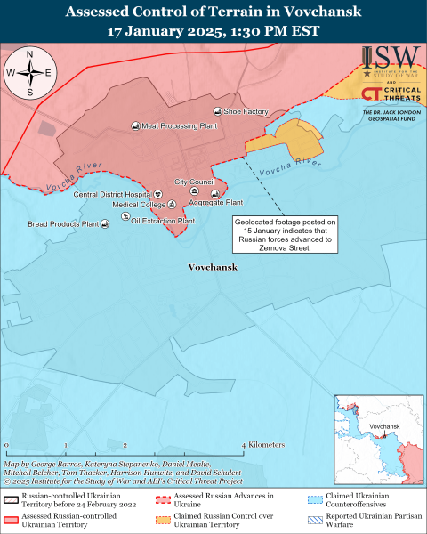 Mappa delle operazioni militari del 18 gennaio, 2025 - situazione al fronte