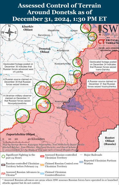 Mappa delle operazioni militari al 2 gennaio 2025 — situazione al fronte