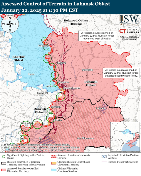 Mappa delle operazioni militari del 23 gennaio 2025 – situazione al fronte