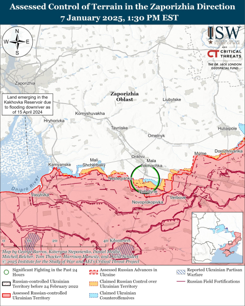 Mappa delle operazioni militari dell'8 gennaio 2025 - situazione al fronte