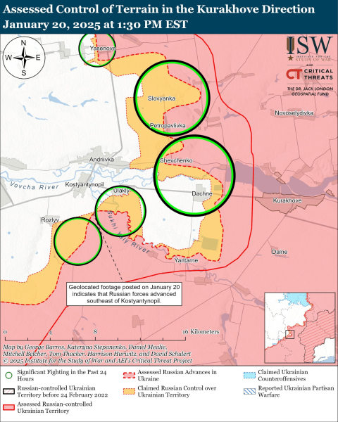 Mappa delle operazioni militari del 21 gennaio 2025 – situazione al fronte