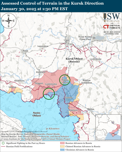 Mappa delle operazioni militari al 31 gennaio 2025 – situazione al fronte