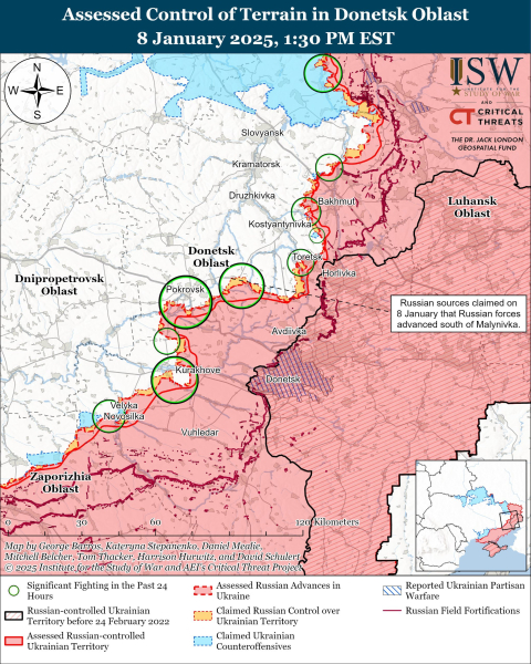 Mappa delle operazioni militari al 9 gennaio 2025 — situazione al fronte