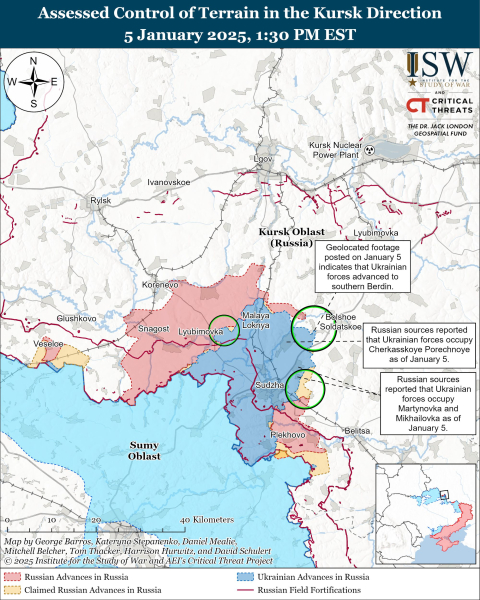 Mappa delle operazioni militari per il 6 gennaio 2025 - situazione al fronte