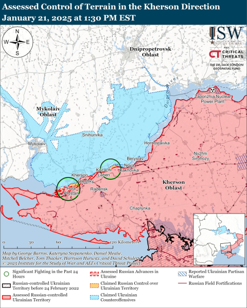 Mappa delle operazioni militari del 22 gennaio 2025 – situazione al fronte