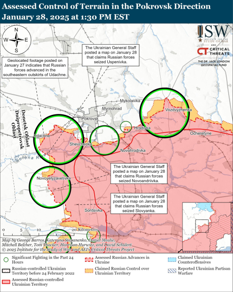 Mappa delle operazioni militari del 29 gennaio 2025 – situazione al fronte