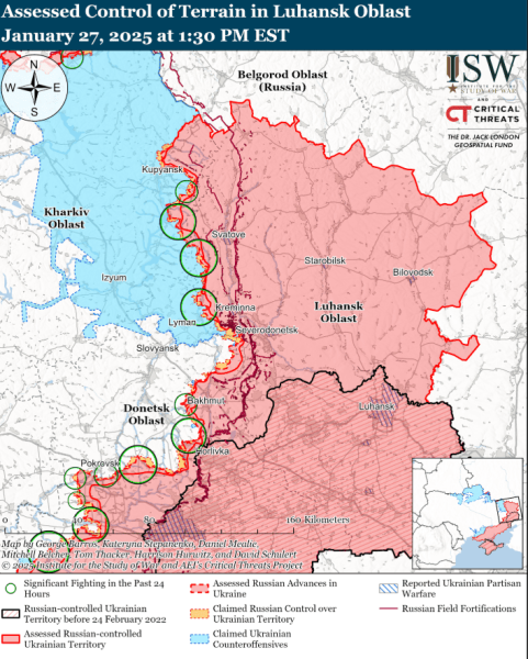 Mappa delle operazioni militari del 28 gennaio 2025 – situazione al fronte