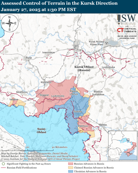 Mappa delle operazioni militari del 28 gennaio 2025 – situazione al fronte