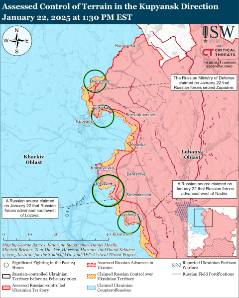 Mappa delle operazioni militari del 23 gennaio 2025 – situazione al fronte