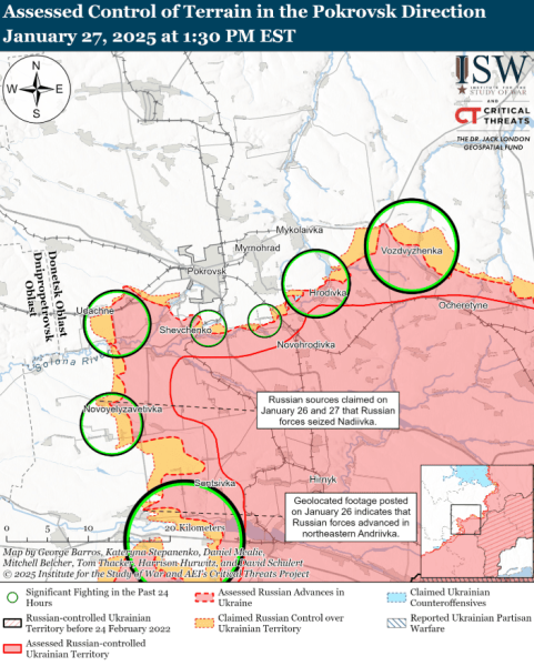 Mappa delle operazioni militari del 28 gennaio 2025 – situazione al fronte