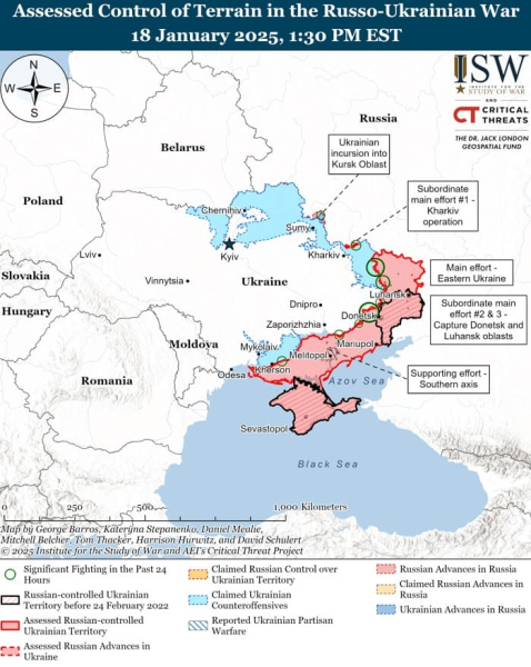 Mappa delle operazioni militari del 19 gennaio 2025 – situazione al fronte