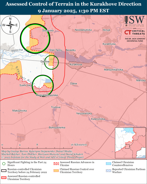 Mappa delle operazioni militari del 10 gennaio 2025 - situazione al fronte