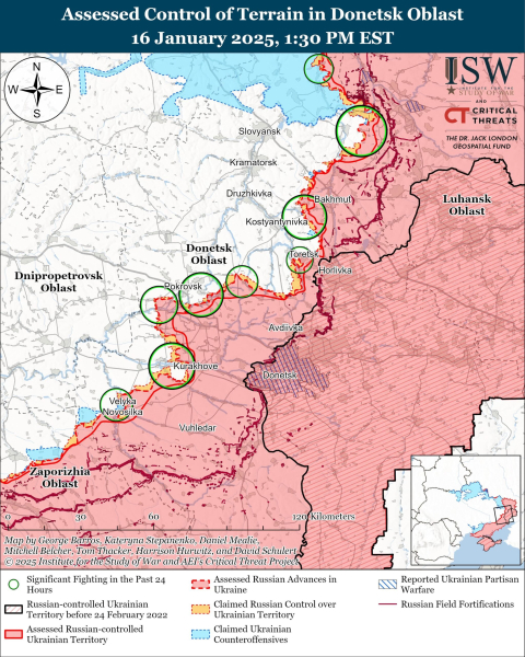 Mappa delle operazioni militari del 17 gennaio 2025 – situazione al fronte