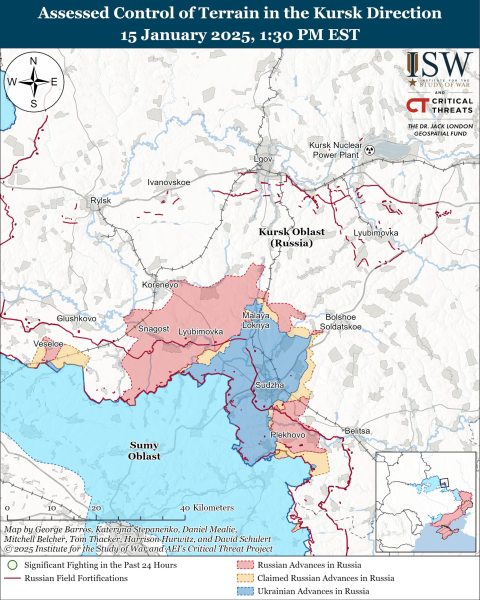 Mappa delle operazioni militari del 16 gennaio 2025 – situazione al fronte